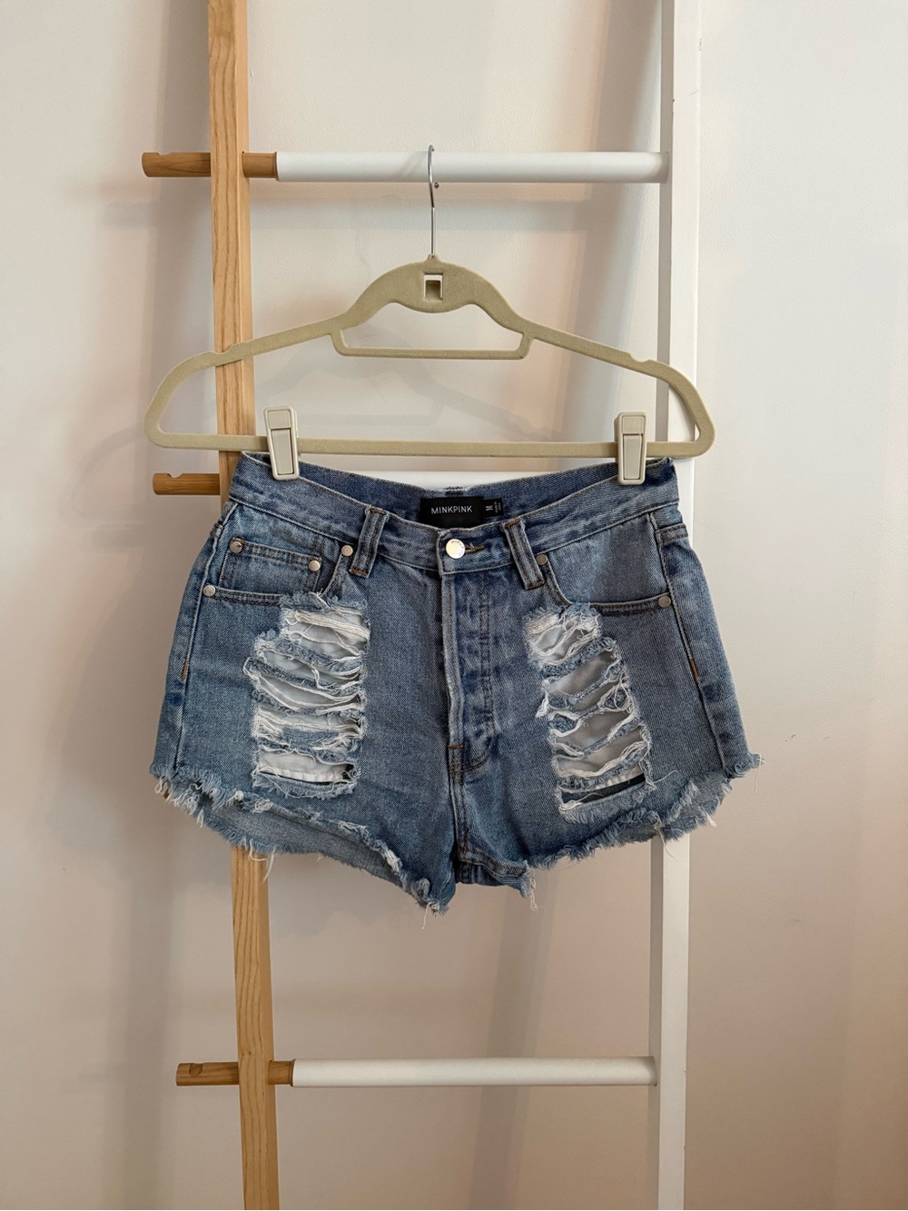MINKPINK High-Waist Denim Shorts